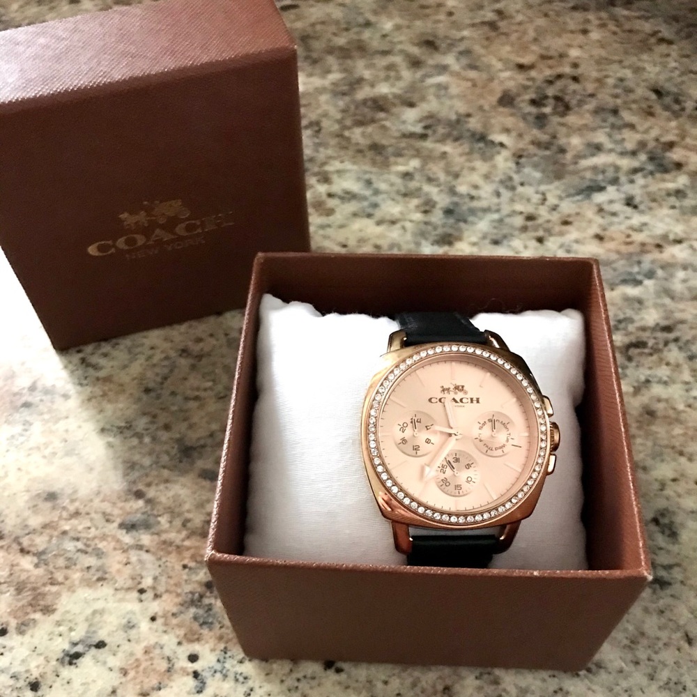 Coach Watch . Rose Gold . Black Leather